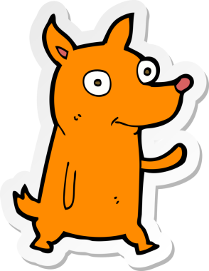 Bir insan tarafından çizilmiş küçük bir köpeğin çıkartması.