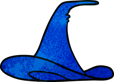 Bir insan tarafından çizilmiş bir cadı şapkasının el çizimi karikatürü.