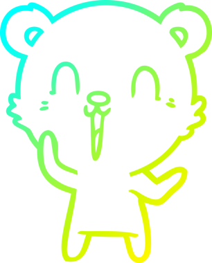 Bir insan tarafından çizilen mutlu çizgi film ayısının soğuk gradyan çizgisi.