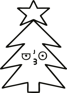 Bir insan tarafından çizilmiş bir noel ağacının çizgi çizimi