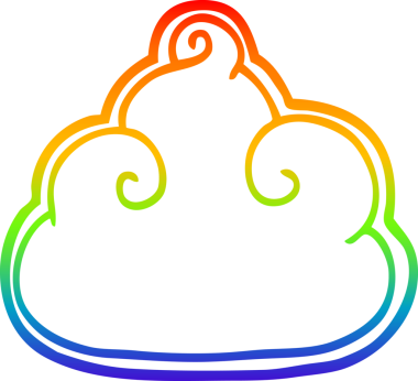 gökkuşağı gradyan çizgi çizimi bir insan tarafından çizilmiş bulut sembolü