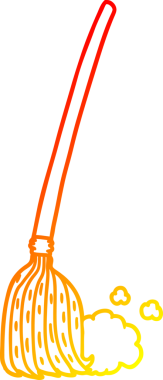 Bir insan tarafından çizilmiş bir süpürgenin sıcak çizgi çizimi