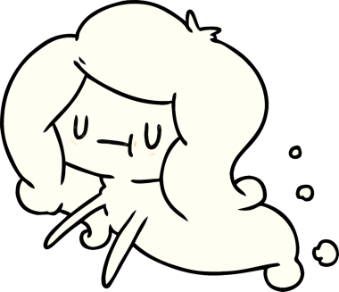 Bir insan tarafından çizilmiş sevimli bir kawai hayaletinin karikatür çizimi