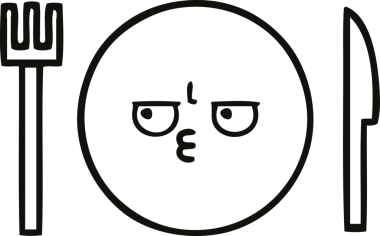 Bir insan tarafından çizilmiş bir yemek tabağının karikatürü.