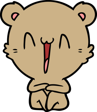 Bir insan tarafından çizilmiş mutlu ayı oturma karikatürü