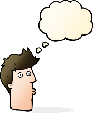 Bir insan tarafından çizilen düşünce baloncuğuyla adamı şaşırtan çizgi film.