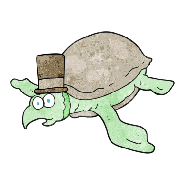 Bir insan tarafından çizilmiş el yapımı karikatür kaplumbağası.