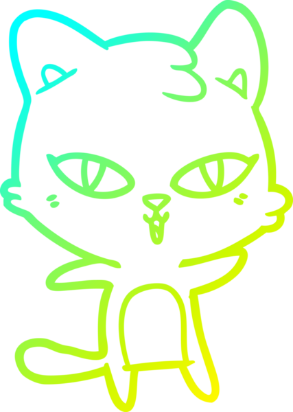 Bir insan tarafından çizilen çizgi film kedisinin soğuk gradyan çizgisi.