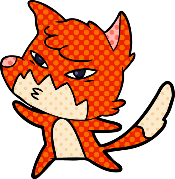 Bir insan tarafından çizilmiş akıllı çizgi film tilkisi.