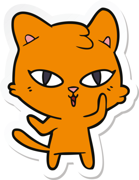 Bir insan tarafından çizilmiş çizgi film kedisinin çıkartması.