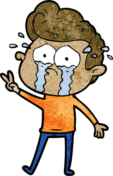 Bir insan tarafından çizilmiş ağlayan bir karikatür.
