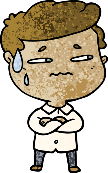 Bir insan tarafından çizilmiş endişeli bir adam.