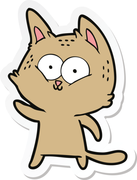 Bir insan tarafından çizilmiş çizgi film kedisinin çıkartması.