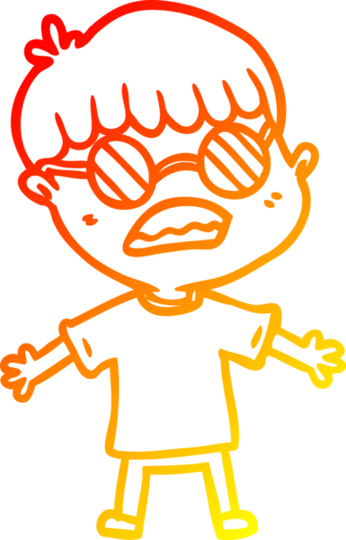 Bir insan tarafından çizilmiş gözlük takan çizgi film çocuğu çizimi.