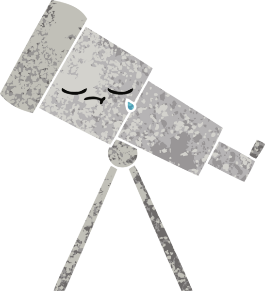 Bir insan tarafından çizilmiş bir teleskobun retro çizim tarzı karikatürü