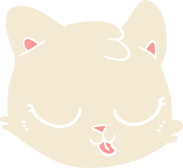 Bir insan tarafından çizilmiş düz renkli çizgi film kedi yüzü