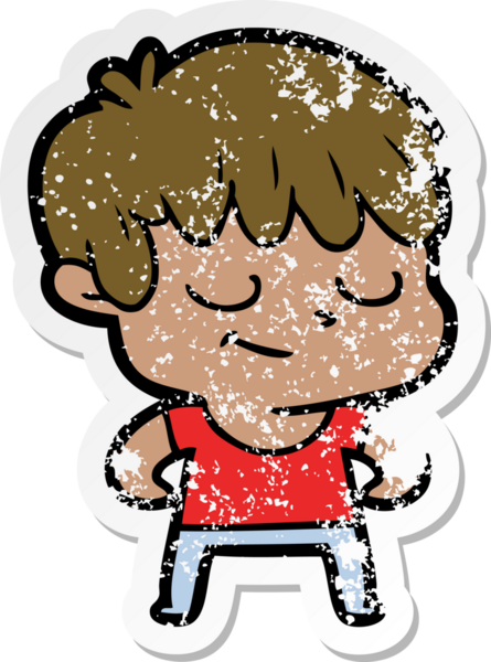 Bir insan tarafından çizilmiş mutlu bir çocuğun sıkıntılı çıkartması.