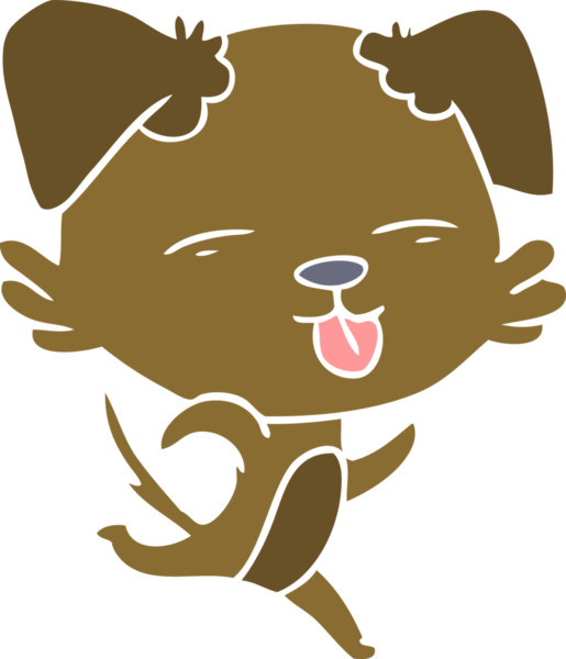 Bir insan tarafından çizilmiş düz renkli çizgi film köpeği.