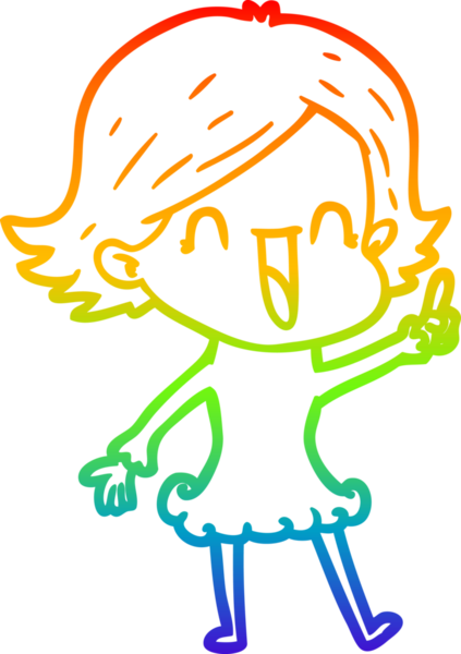 gökkuşağı gradyan çizimi bir insan tarafından çizilmiş mutlu bir kadın çizgi