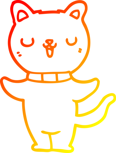 Bir insan tarafından çizilmiş çizgi film kedisinin sıcak çizgi çizimi