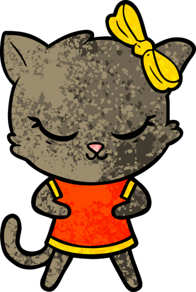 Bir insan tarafından çizilmiş sevimli çizgi film kedisi.