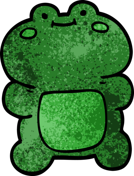 Bir insan tarafından çizilmiş komik karikatür kurbağası.