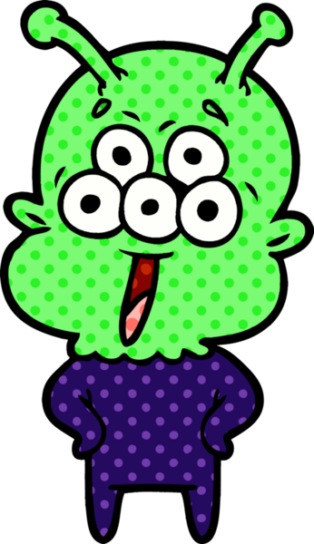 Bir insan tarafından çizilmiş mutlu bir uzaylı çizgi filmi.