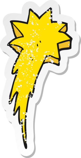 Bir insanın çizdiği kayan yıldız sembolünün gerilemiş retro yapıştırması.