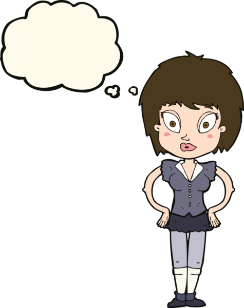 Bir insan tarafından çizilmiş düşünce balonlu güzel kız.