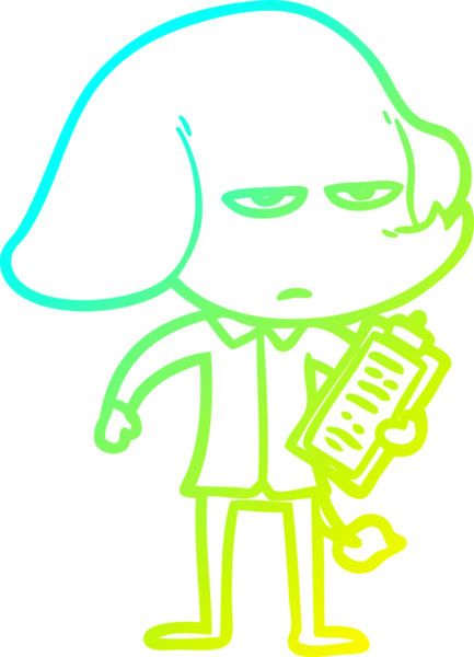 Bir insan tarafından çizilmiş soğuk bir çizgi film filinin çizimi.