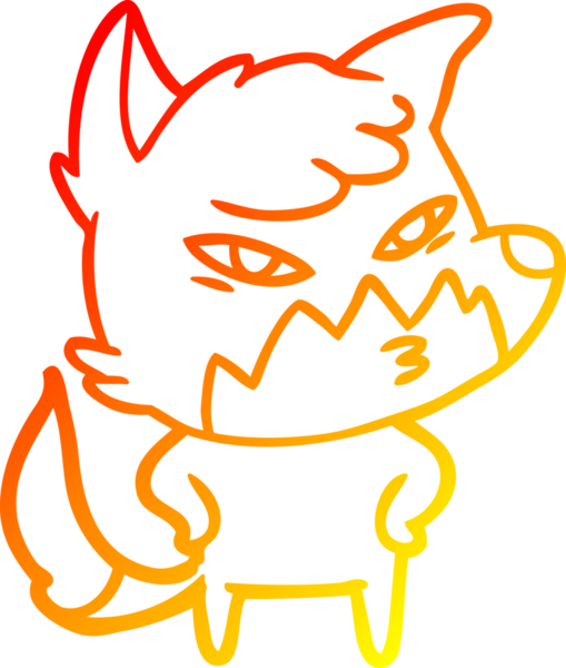 Bir insan tarafından çizilmiş akıllı bir tilkinin sıcak çizgi çizimi