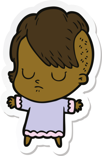 Bir insan tarafından çizilmiş bir karikatür kadının çıkartması.