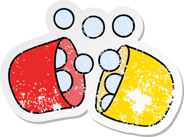 Bir insan tarafından çizilmiş açık ilaç tabletinin sıkıntılı karikatür çizimi