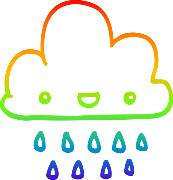 Gökkuşağı gradyan çizgi çizimi bir insan tarafından çizilmiş fırtına bulutu