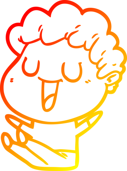 Bir insan tarafından çizilmiş gülen bir çizgi film karakterinin sıcak çizgi çizimi.