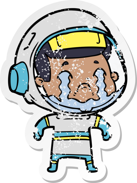 Bir insan tarafından çizilmiş ağlayan bir astronotun sıkıntılı çıkartması.