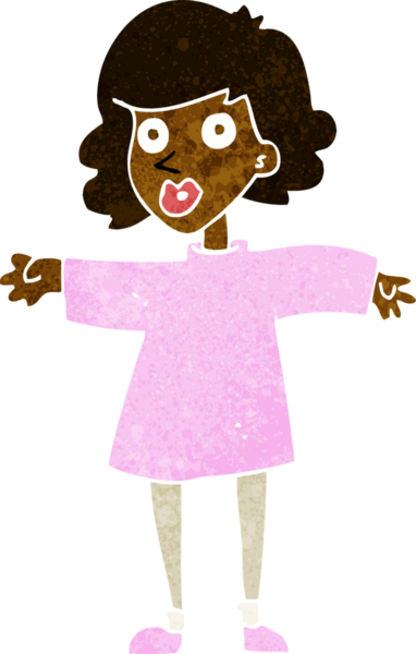 Bir insan tarafından çizilmiş çizgi filmdeki gergin kadın.