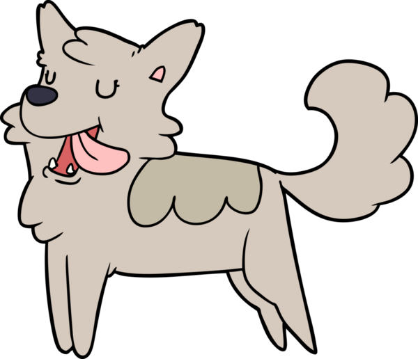 Bir insan tarafından çizilmiş mutlu bir köpek.