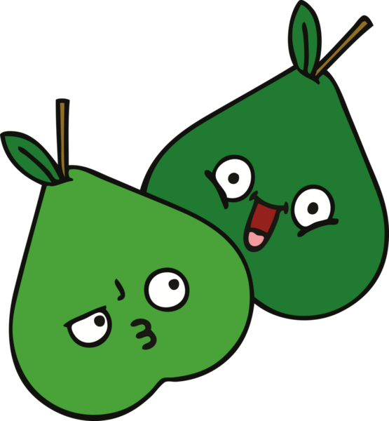 Bir insan tarafından çizilmiş armut karikatürü.