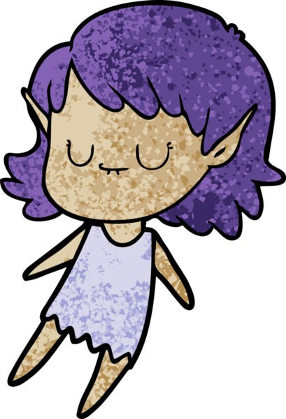 Bir insan tarafından çizilmiş mutlu elf kızı.