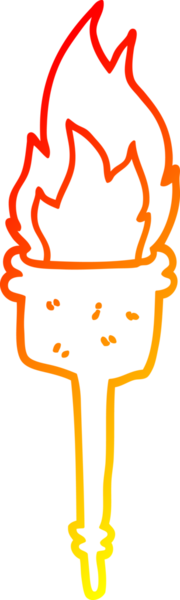 Bir insan tarafından çizilen yanan bir meşalenin sıcak çizgi çizimi