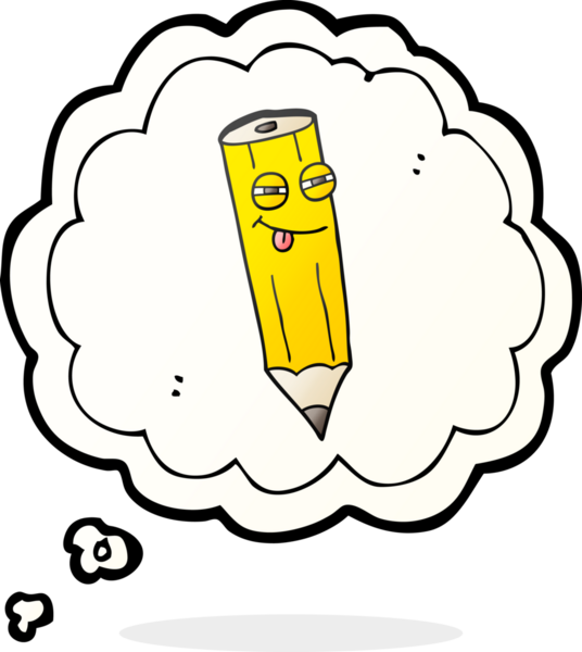 Mutlu serbest çizim düşünce balonu çizgi filmi Bir insan tarafından çizilmiş sinsi kalem