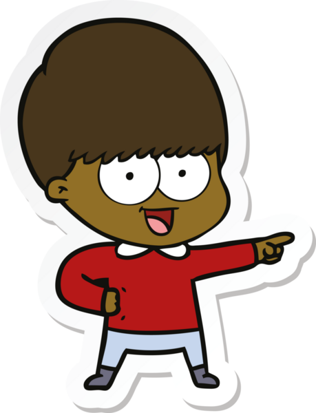 Bir insan tarafından çizilmiş mutlu çizgi film çocuğunun çıkartması.