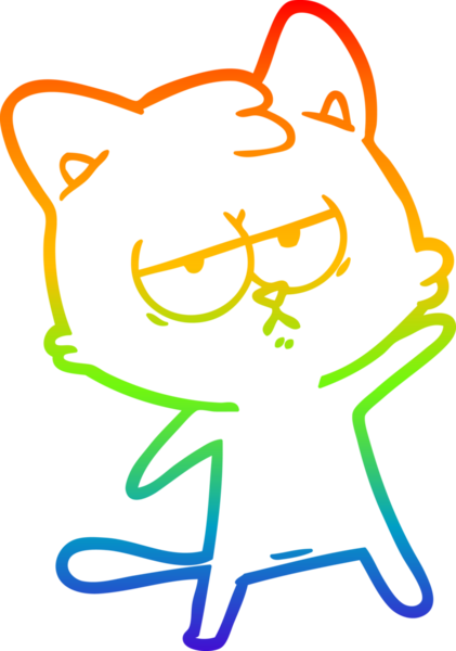 gökkuşağı gradyan çizimi bir insan tarafından çizilmiş sıkılmış çizgi film kedisi
