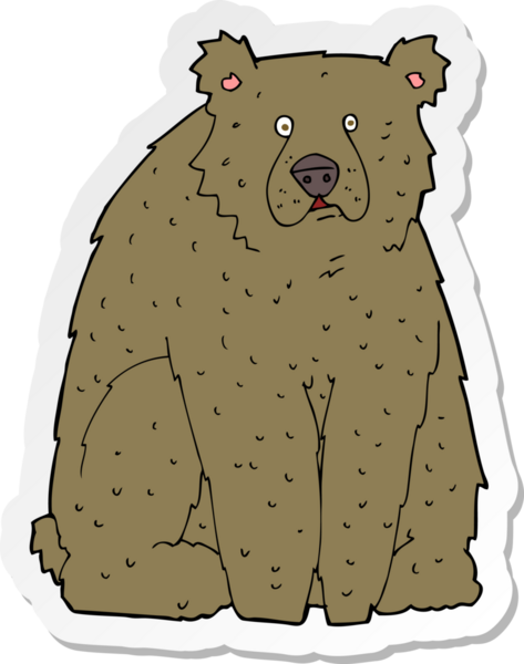 sticker of a cartoon funny bear drawn by a human