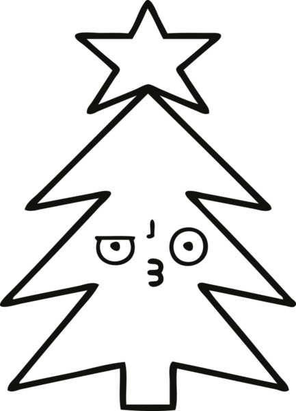 Bir insan tarafından çizilmiş bir noel ağacının çizgi çizimi