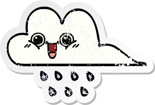 Bir insan tarafından çizilmiş tatlı bir yağmur bulutunun sıkıntılı çıkartması