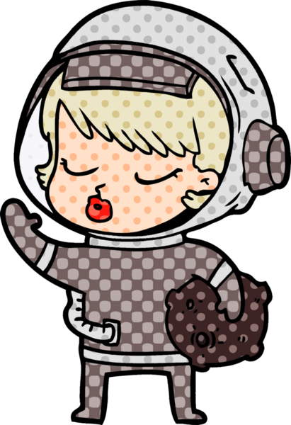 Bir insan tarafından çizilmiş güzel astronot kız.