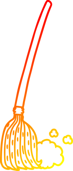 Bir insan tarafından çizilmiş bir süpürgenin sıcak çizgi çizimi