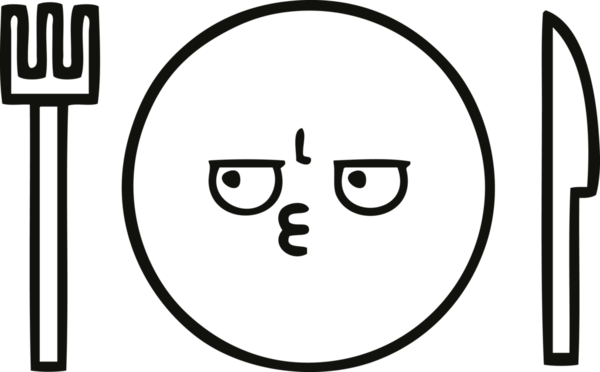 Bir insan tarafından çizilmiş bir yemek tabağının karikatürü.